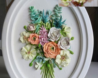 Bridal Bouquet Preservation, Custom 3D Floral Painting from Photo, Handmade Plaster Flower Wall Art, Wedding Keepsake Gift