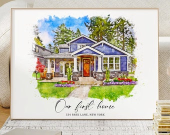 Custom Watercolor House Portrait,First Home Gift,Realtor Closing Gift,Home Portrait,Watercolor House Painting,Personalized Housewarming Gift