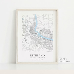 Richland Washington Map Print: Custom City Wall Art
