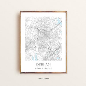 Durham NC Map Print: Custom City Art, Wall Decor