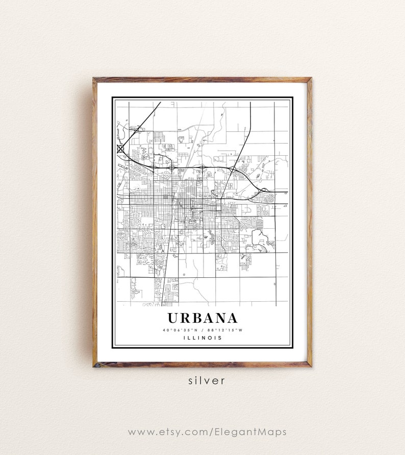 Urbana Illinois Map Urbana IL Map Urbana City Map Urbana Etsy