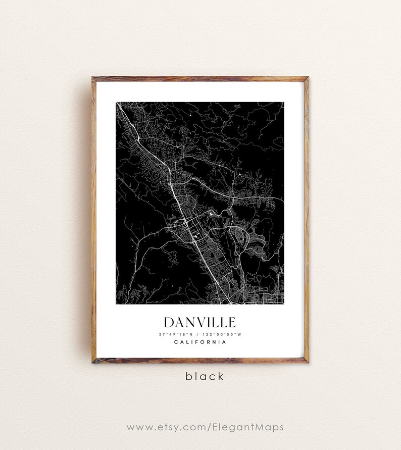 Danville California Map Danville CA Map Danville City Print Etsy