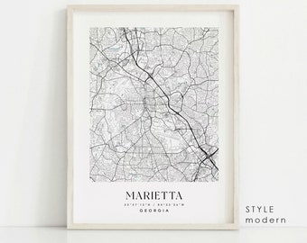 Marietta Georgia Map Art Print: Custom Cityscape Wall Decor