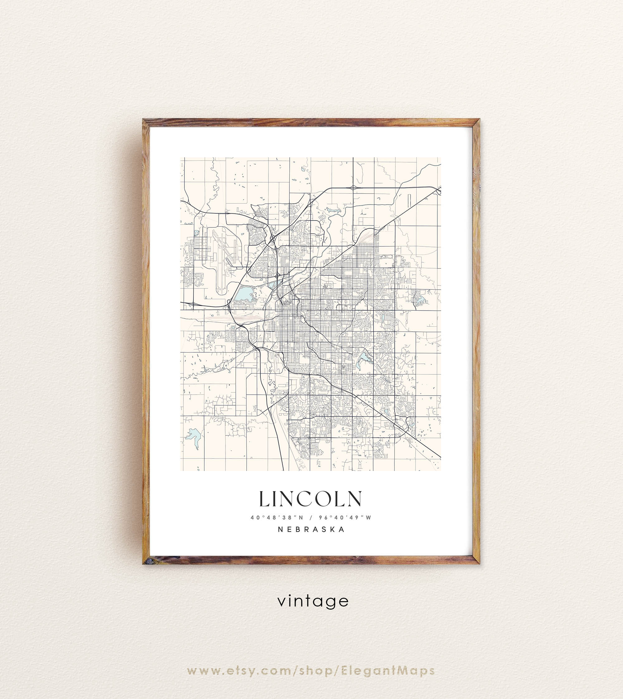 Lincoln Nebraska map Lincoln NE map Lincoln city print | Etsy