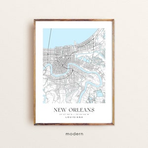 New Orleans Louisiana map, New Orleans LA map, New Orleans city print, New Orleans poster, New Orleans art, Custom city map, Wall Art