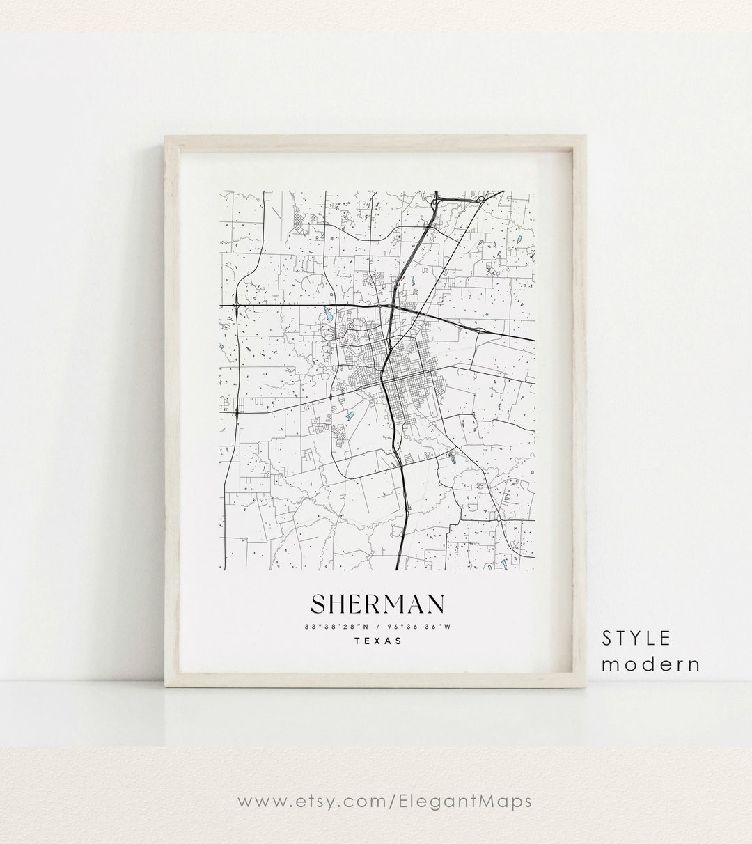 Mapa de Sherman Texas mapa de Sherman TX impresión de la Etsy México