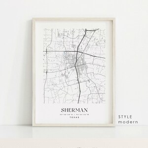 Sherman Texas Map Print: Custom City Wall Art