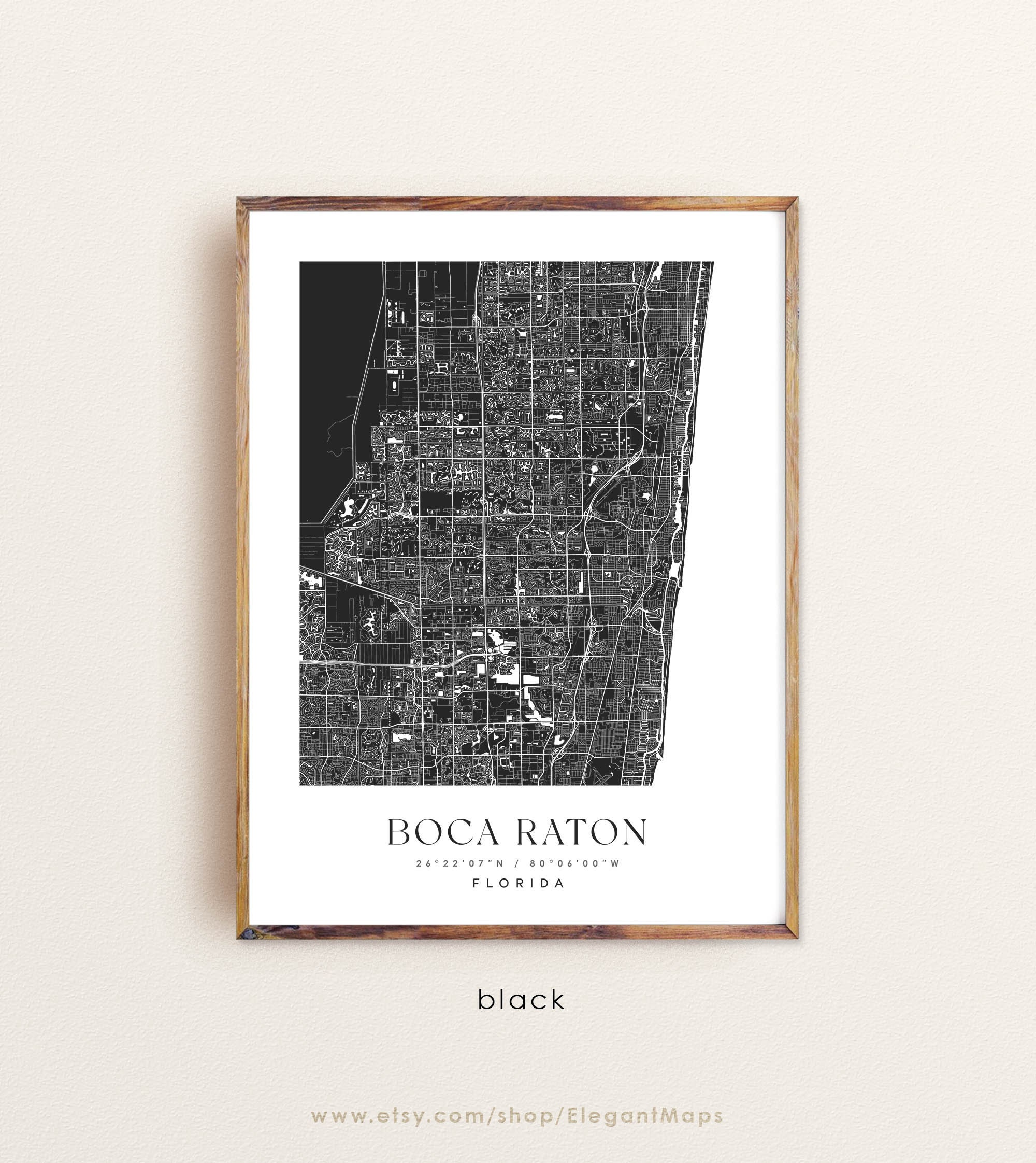 Boca Raton Florida Map Art Print: Custom City Map, Wall Decor - Etsy