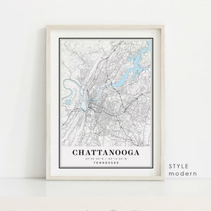 Chattanooga Tennessee map, Chattanooga TN map, Chattanooga city map, Chattanooga print, Chattanooga poster, Chattanooga art, Chattanooga map