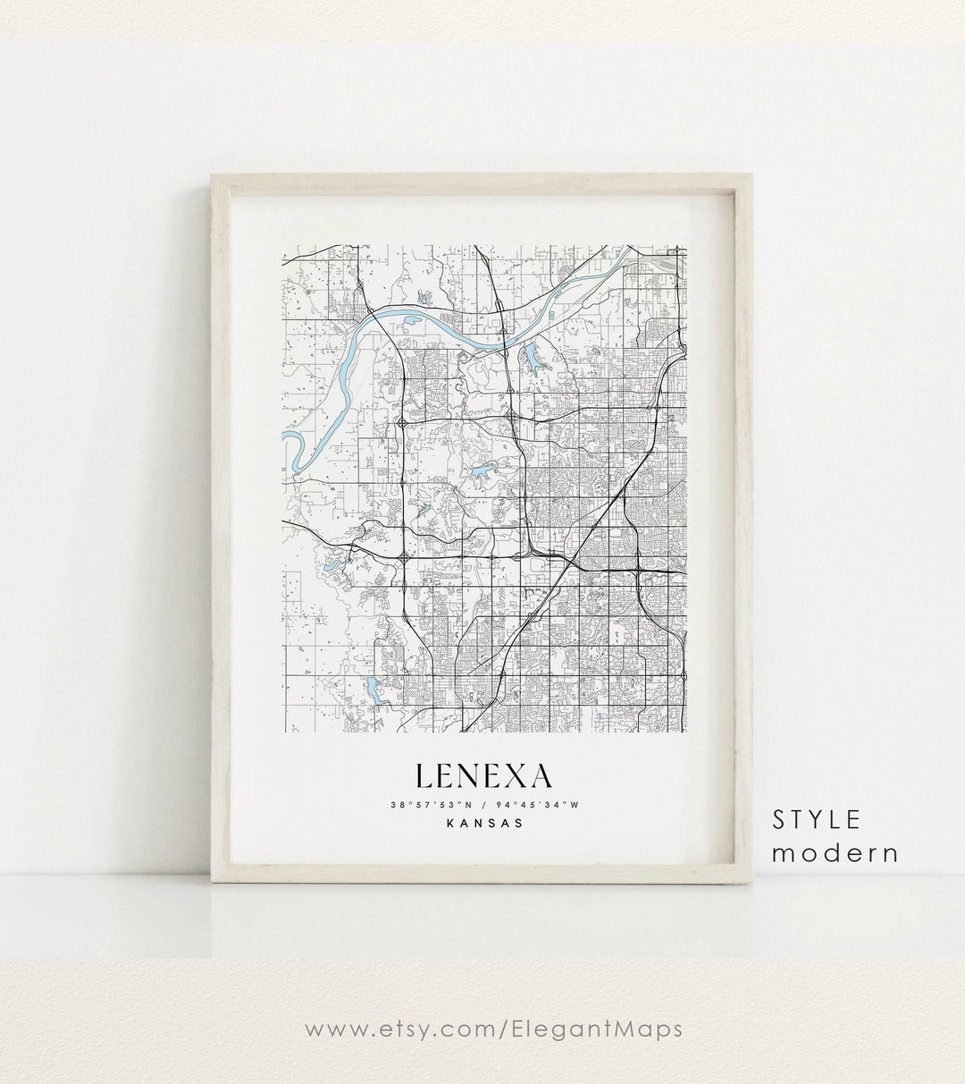 Lenexa Kansas Map Lenexa KS Map Lenexa City Print Lenexa Etsy