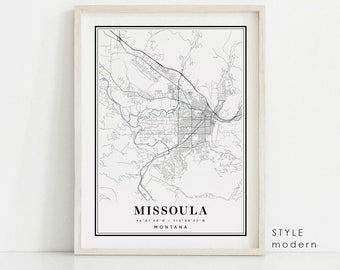 Missoula Montana map, Missoula MT map, Missoula city map, Missoula print, Missoula poster, Missoula art, Missoula map, Custom city map