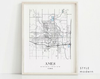 Ames Iowa Map Print: Custom City Wall Art