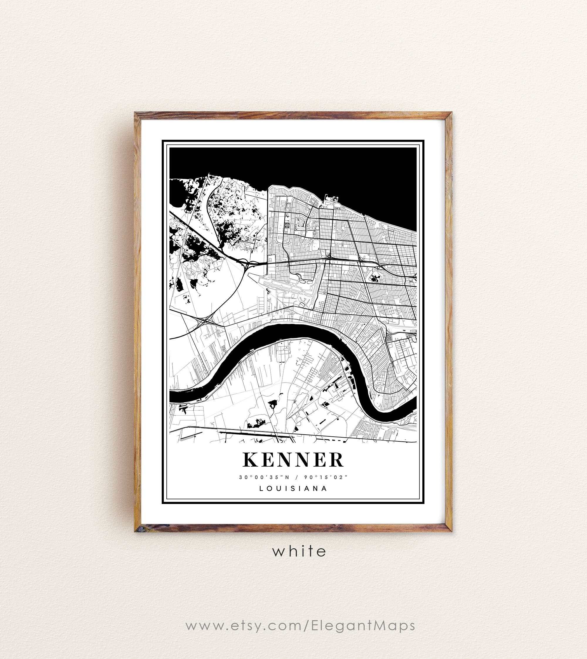 Kenner Louisiana Map Kenner LA Map Kenner City Map Kenner Etsy