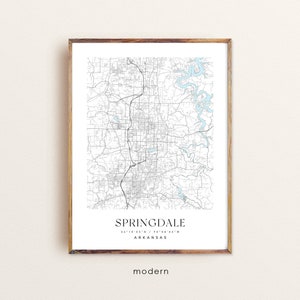 Springdale Arkansas Map Print: Custom City Wall Art