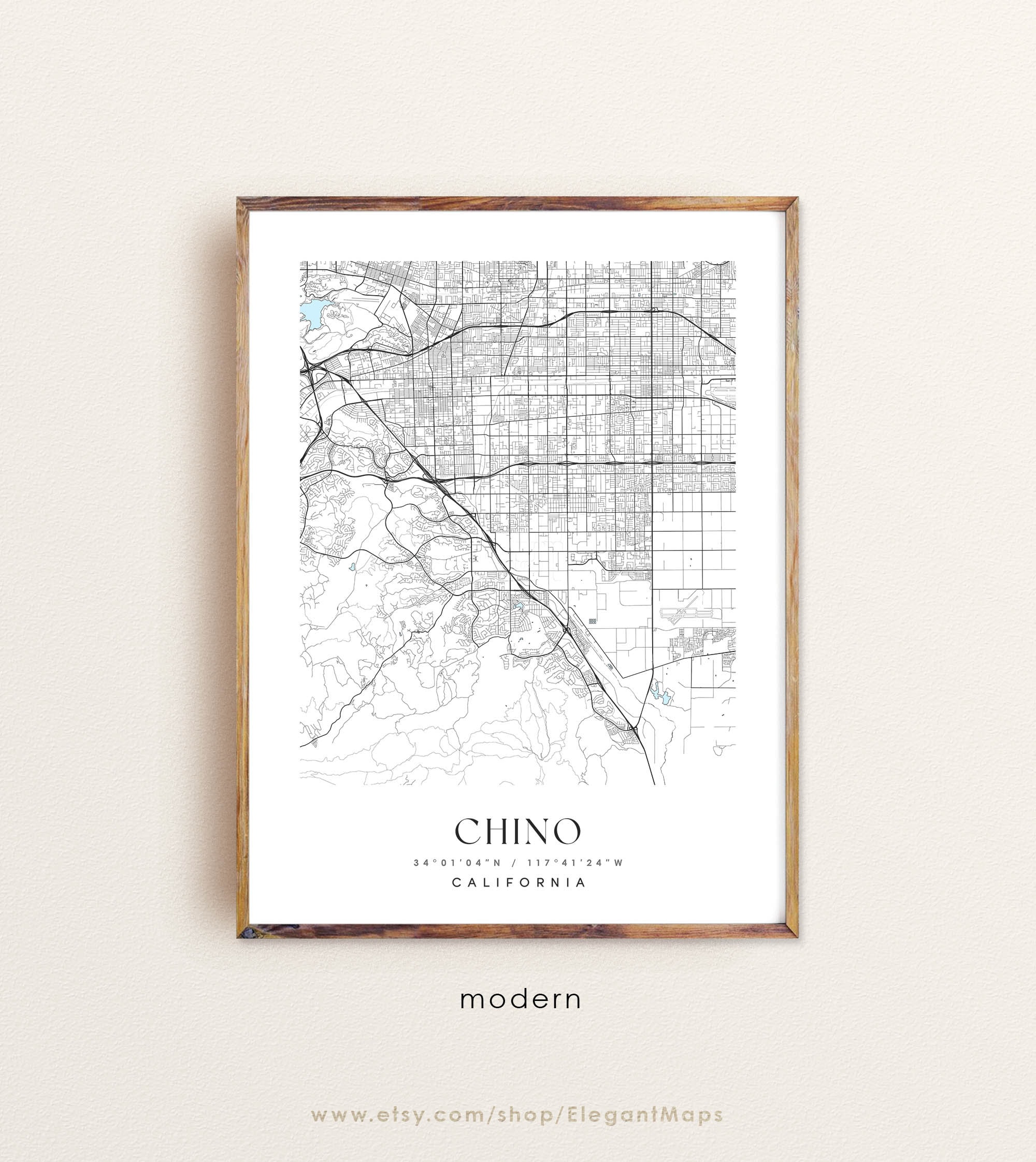 Chino California Map Chino CA Map Chino City Print Chino Etsy