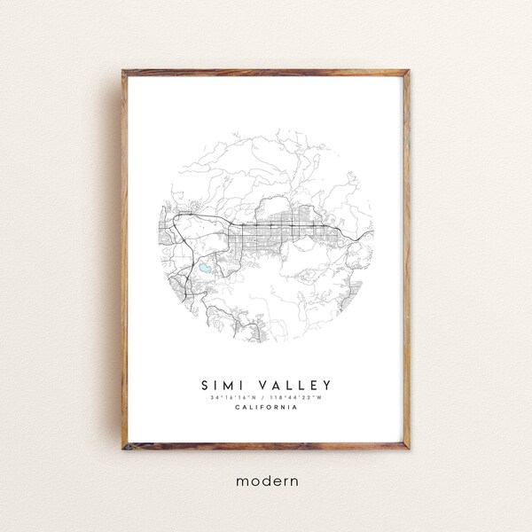 Simi Valley California, Simi Valley CA map, Simi Valley print, Simi Valley poster, Simi Valley art, Custom Anniversary Birthday Gift