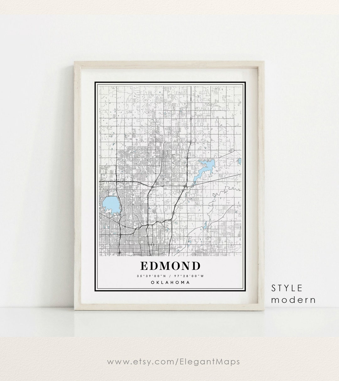 Edmond Oklahoma Map, Edmond OK Map, Edmond City Map, Edmond Print