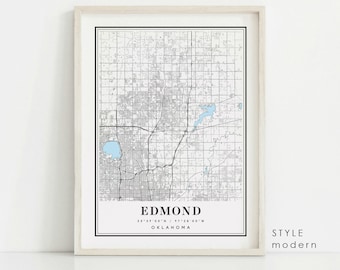 Edmond Oklahoma map, Edmond OK map, Edmond city map, Edmond print, Edmond poster, Edmond art, Edmond map, Custom city map