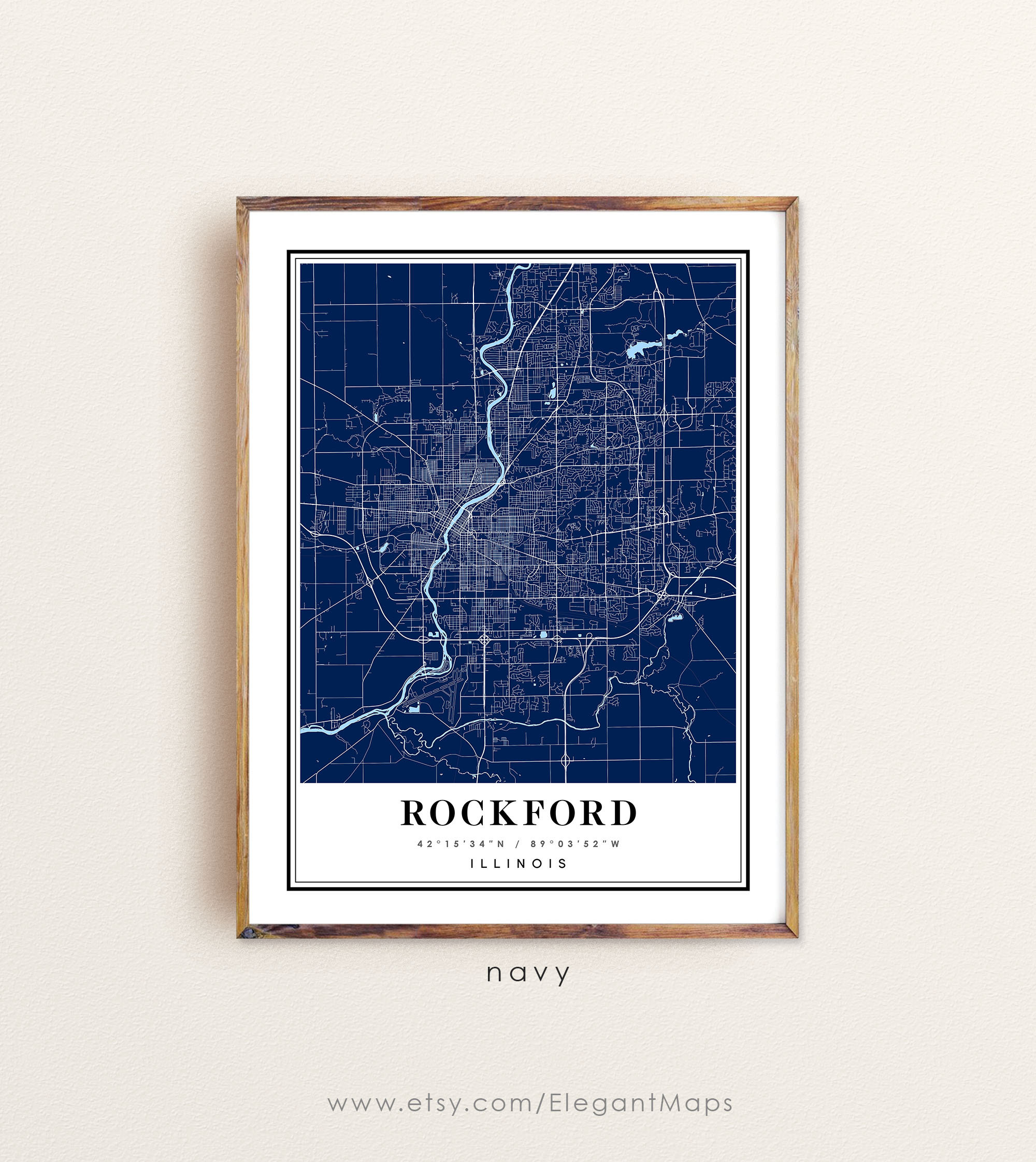 Rockford Illinois Map Rockford IL Map Rockford City Map Etsy