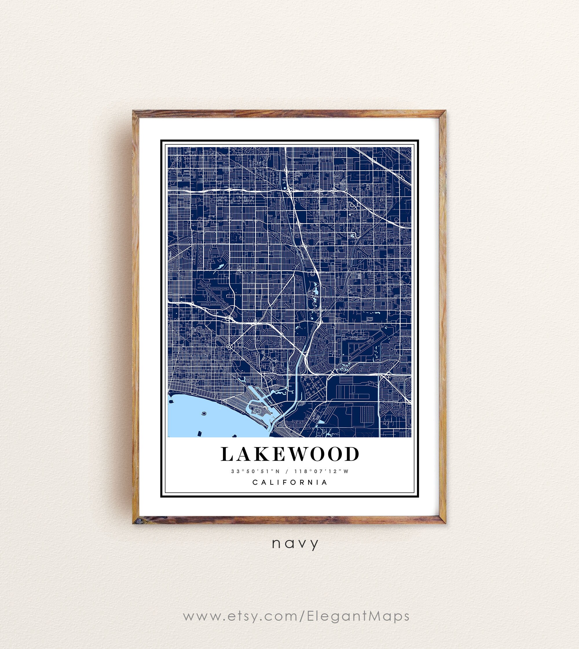 Lakewood California Map Lakewood CA Map Lakewood City Map Etsy