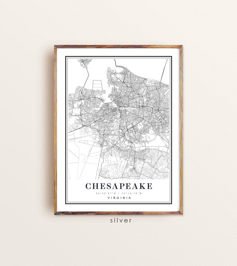 Chesapeake art Chesapeake print Chesapeake city map Chesapeake Virginia map Chesapeake map art Chesapeake poster Chesapeake VA map