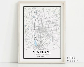 Vineland New Jersey map, Vineland NJ map, Vineland city map, Vineland print, Vineland poster, Vineland map art