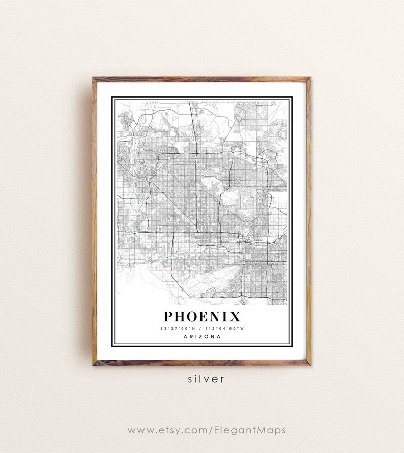 Phoenix Arizona map, Phoenix AZ map, Phoenix city map, Phoenix print, Phoenix poster, Phoenix art, Phoenix map, Custom map prints image 3