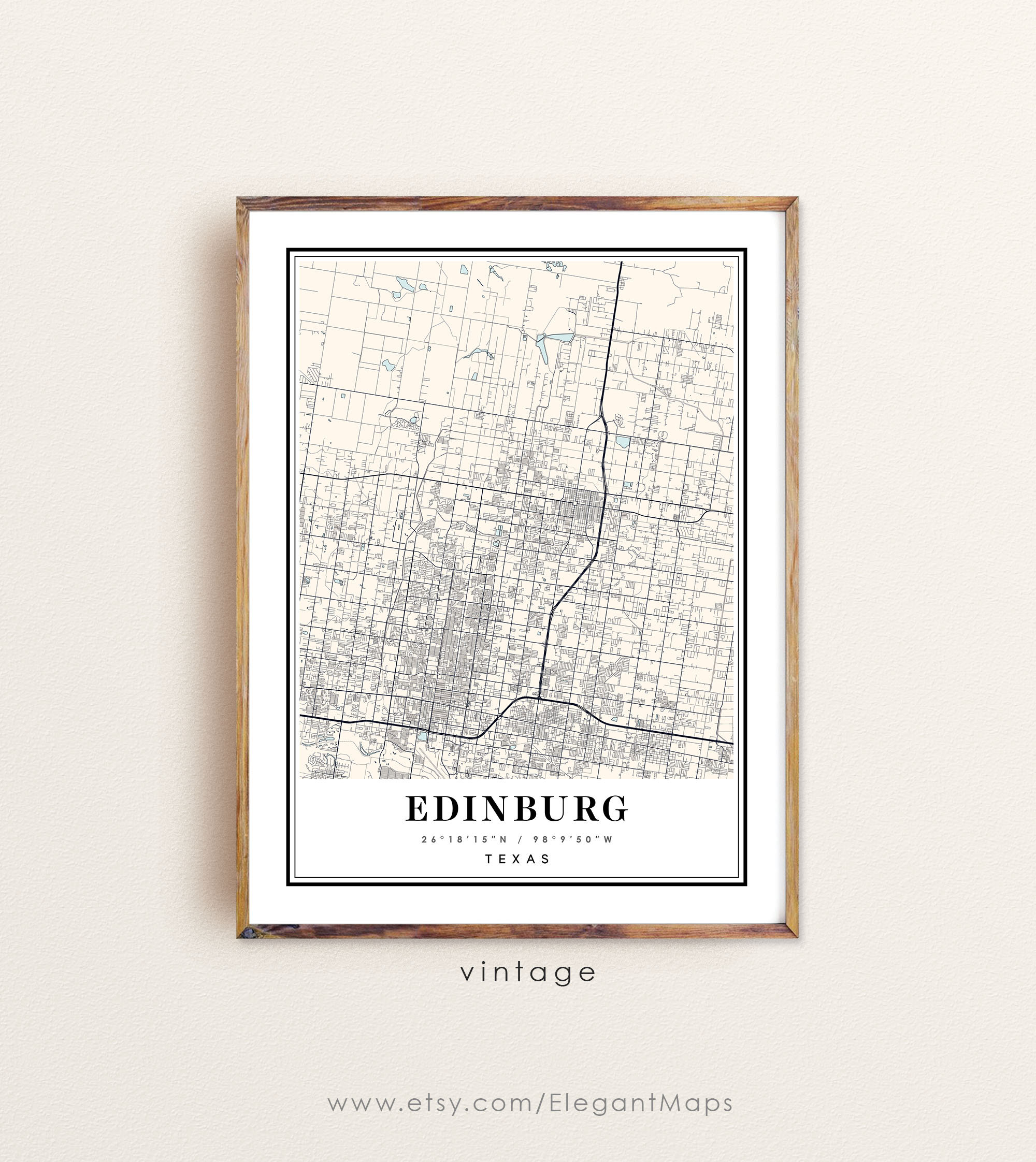 Edinburg Texas Map Edinburg TX Map Edinburg City Map Etsy
