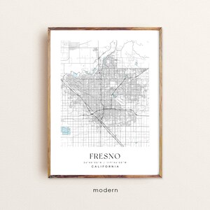 Fresno California Map Art Print: Custom Cityscape Poster