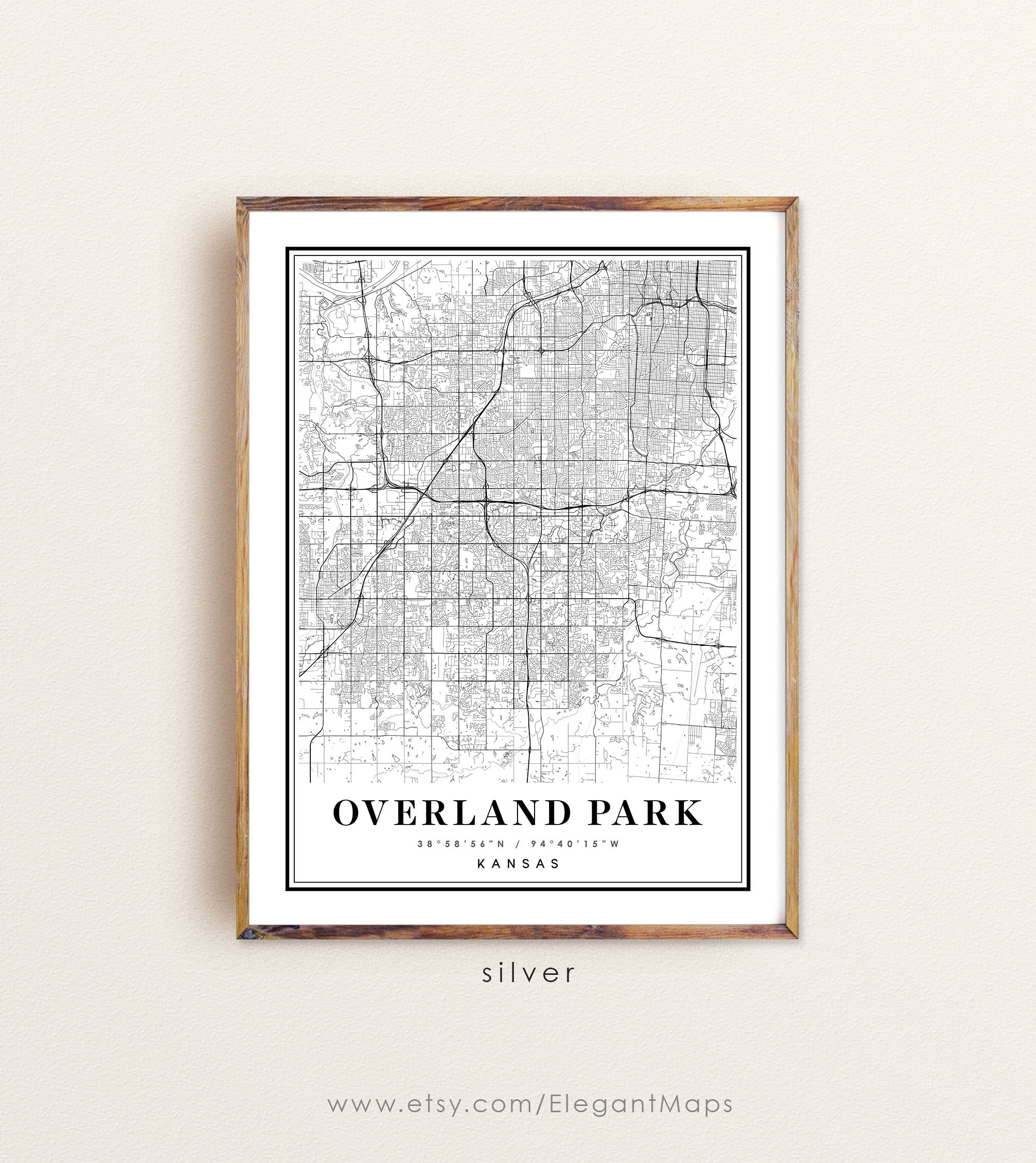 Overland Park Kansas Map Overland Park KS Map Overland Park - Etsy