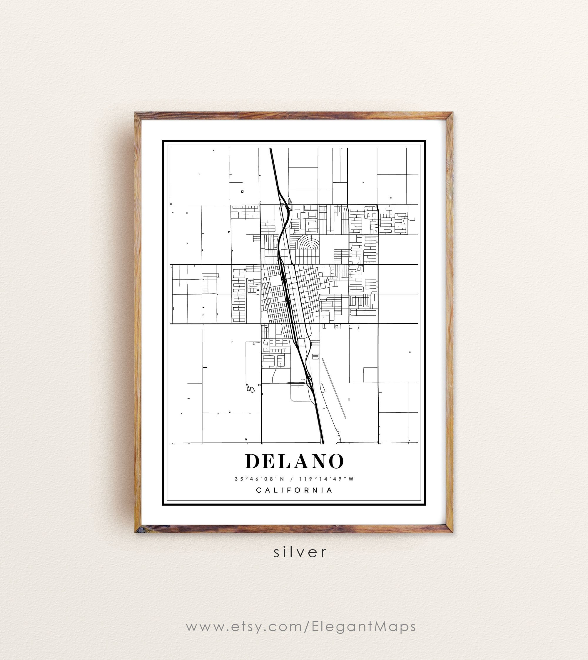 Delano California Map Delano CA Map Delano City Map Delano Etsy