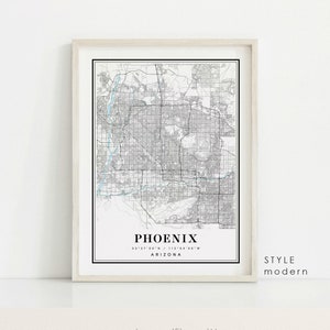 Phoenix Arizona map, Phoenix AZ map, Phoenix city map, Phoenix print, Phoenix poster, Phoenix art, Phoenix map, Custom map prints image 1