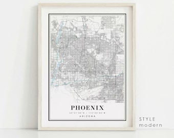 Phoenix Arizona map, Phoenix AZ map, Phoenix city map, Phoenix print, Phoenix poster, Phoenix art, Phoenix map, Custom map prints