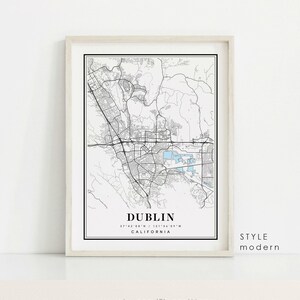 Dublin California Map Art Print: Cityscape Poster