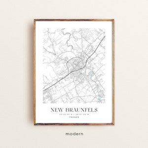 New Braunfels Texas map, New Braunfels TX map, New Braunfels city print, New Braunfels poster, New Braunfels art, Custom city map, Wall Art