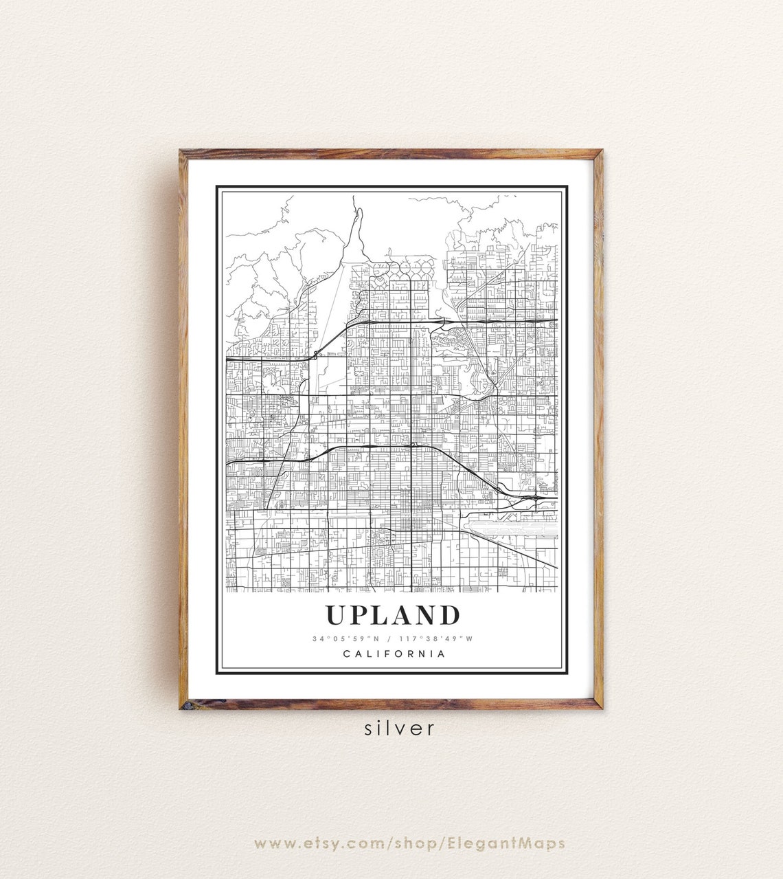 Upland California Map Upland CA Map Upland City Map Upland Etsy