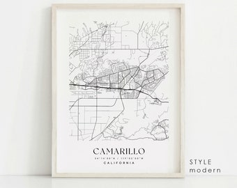 Camarillo California map, Camarillo CA map, Camarillo city print, Camarillo poster, Camarillo art, Custom city map, Wall Art