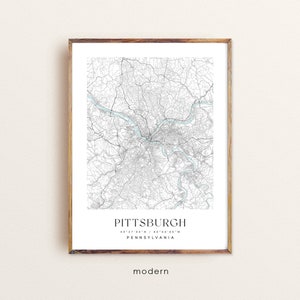 Pittsburgh Pennsylvania map, Pittsburgh PA map, Pittsburgh city print, Pittsburgh poster, Pittsburgh art, Custom city map, Wall Art