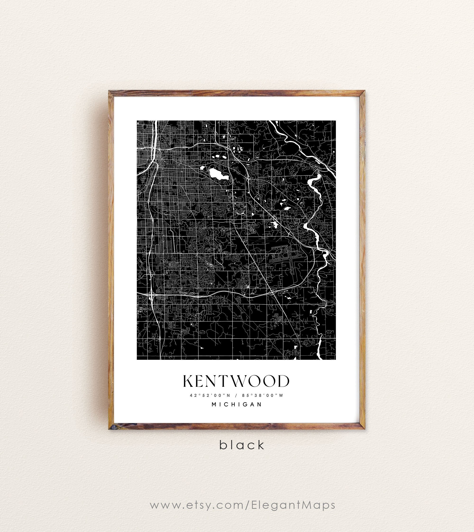 Kentwood Michigan Map Kentwood MI Map Kentwood City Print Etsy