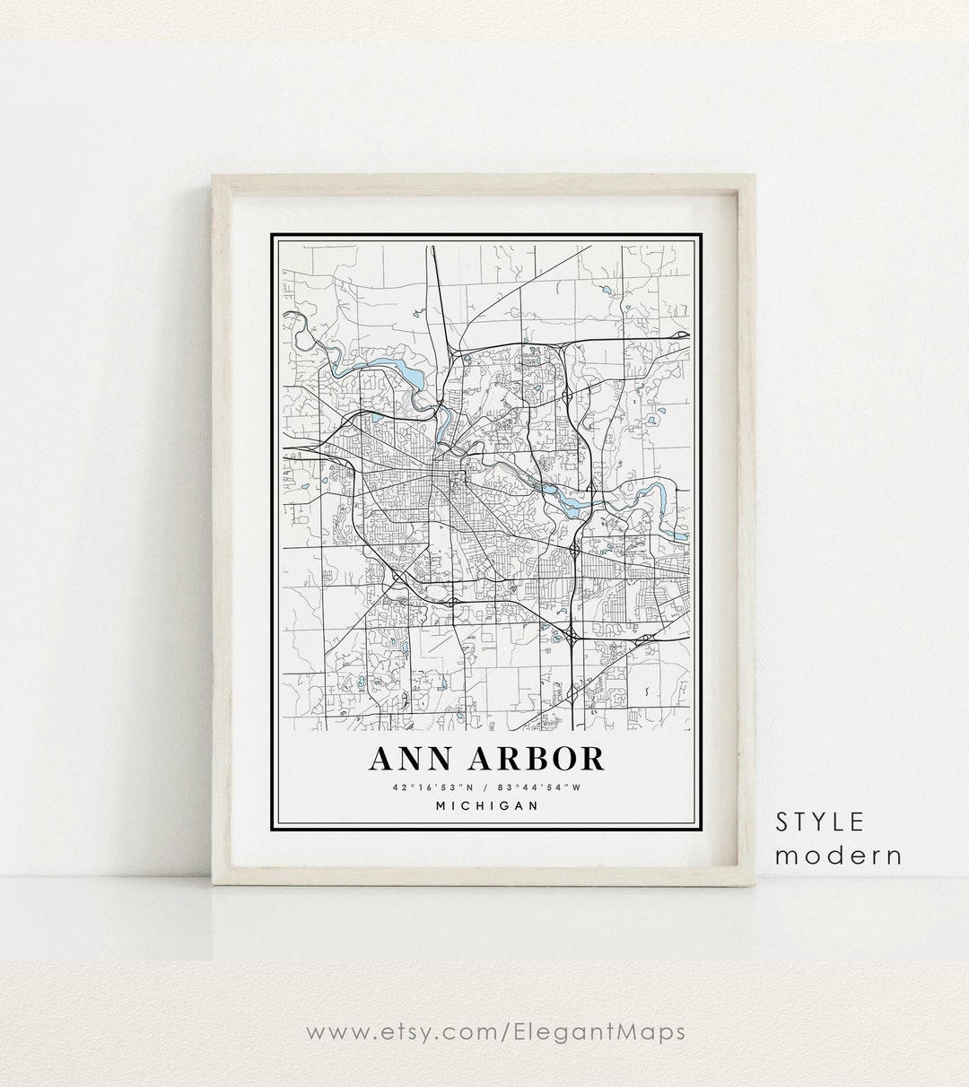 Ann Arbor Michigan Map, Ann Arbor MI Map, Ann Arbor City Map, Ann Arbor Print, Ann Arbor Poster ...