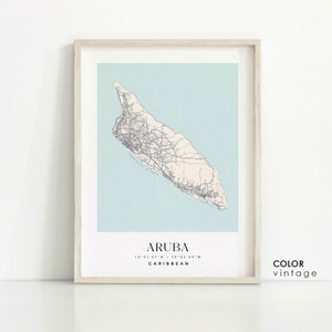 Aruba Map Print: Minimalist Black and White Island Art