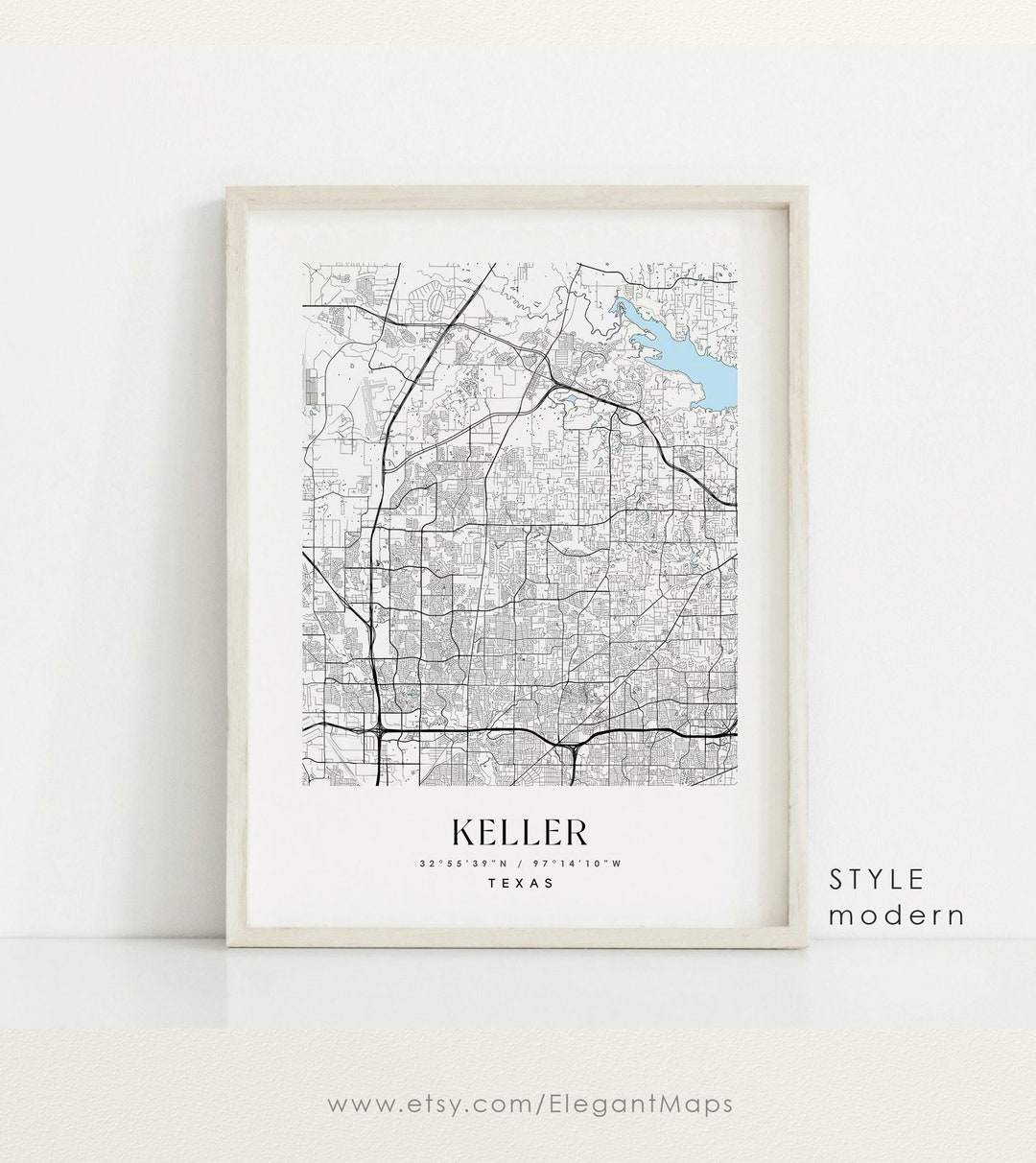 Keller Texas Map Keller TX Map Keller City Print Keller - Etsy