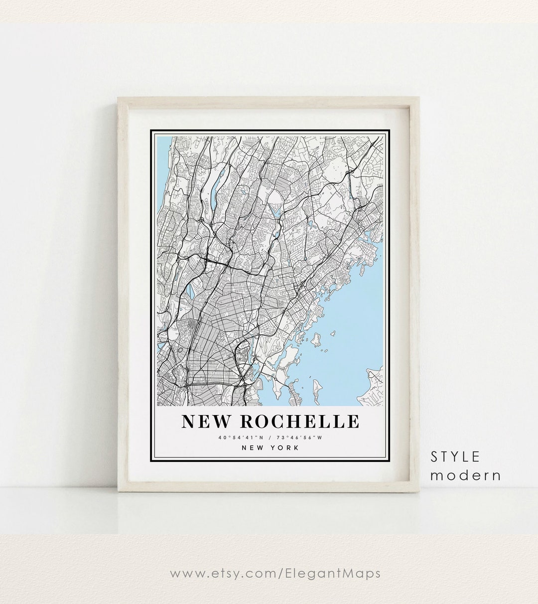 New Rochelle New York Map New Rochelle NY Map New Rochelle Etsy