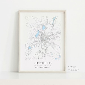 Pittsfield Massachusetts Map Art Print: Custom City Map