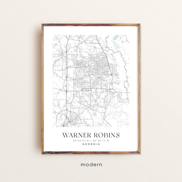 Warner Robins Georgia map, Warner Robins GA map, Warner Robins city print, Warner Robins poster, Warner Robins art, Custom city map,Wall Art