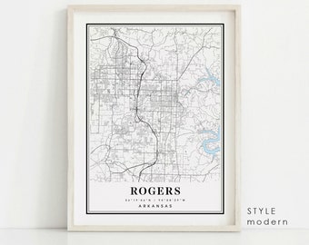Rogers Map Poster, Rogers Map Print, Rogers Personalized Map Art ...