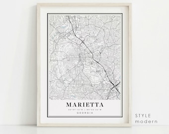 Marietta Georgia Map Art Print: City Street Map Poster