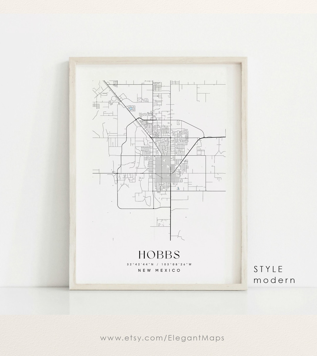 Hobbs New Mexico Map, Hobbs NM Map, Hobbs City Print, Hobbs Poster