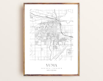 Yuma Arizona Map Art Print: Custom Cityscape Wall Decor