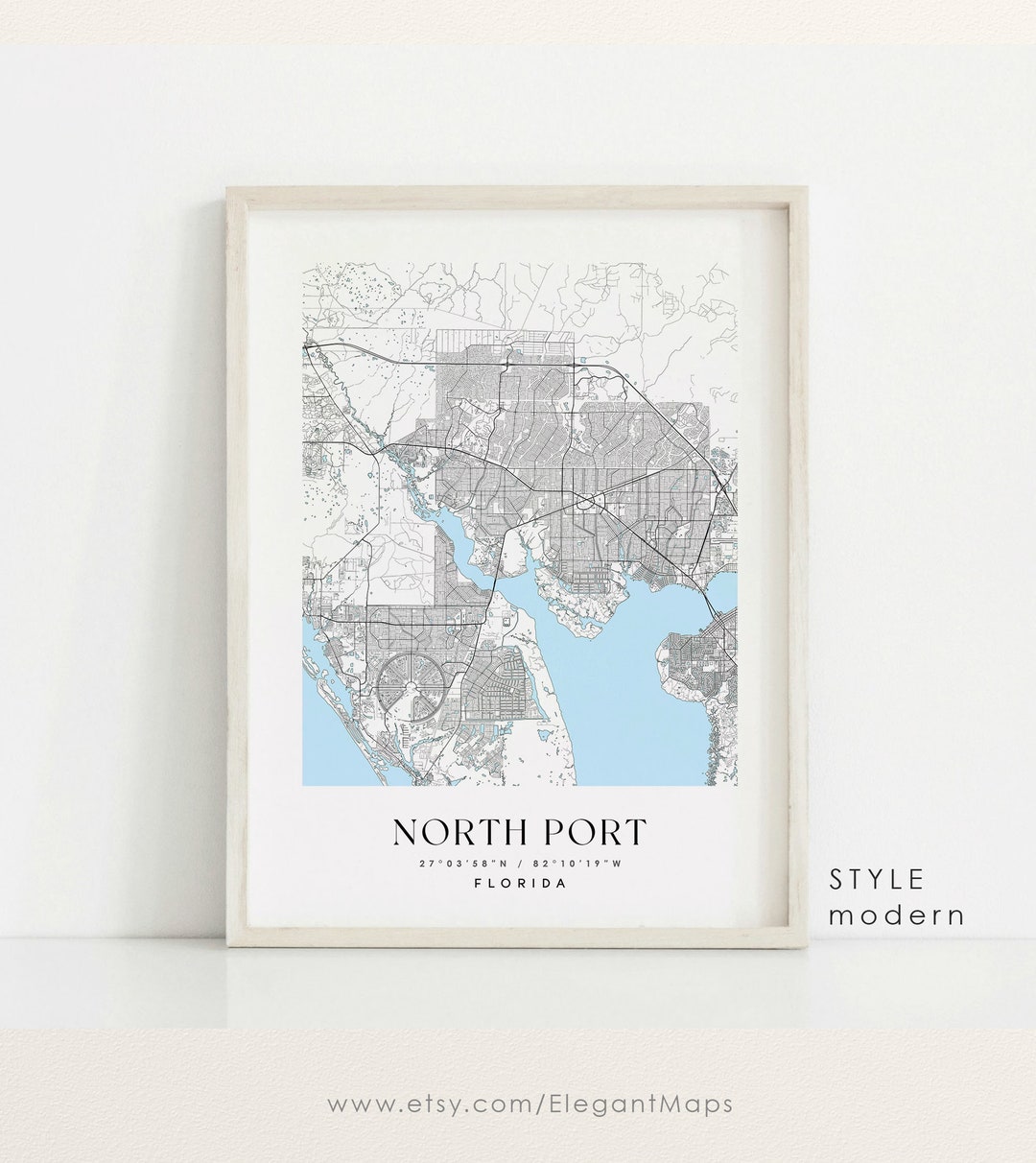 Mapa de North Port Florida mapa de North Port FL impresión - Etsy España